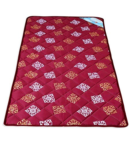 Kuber Industries Printed Cotton Single Size One Inch Fabric Memory Foam Mattress (CTKTC045957, Maroon, 72 x 36 Inch)