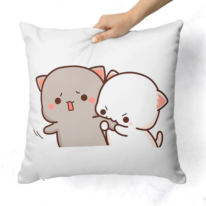 GiftsOnn Satin Peach&Goma Mochi Cat Pillow foam Cushion,Gifts For Him,Boyfriend,Girlfriend,Valentines Gift For Girlfriend,Valentine Pillow For Couple,Peach Goma Pillow,Keychain With Card(Combo-06)