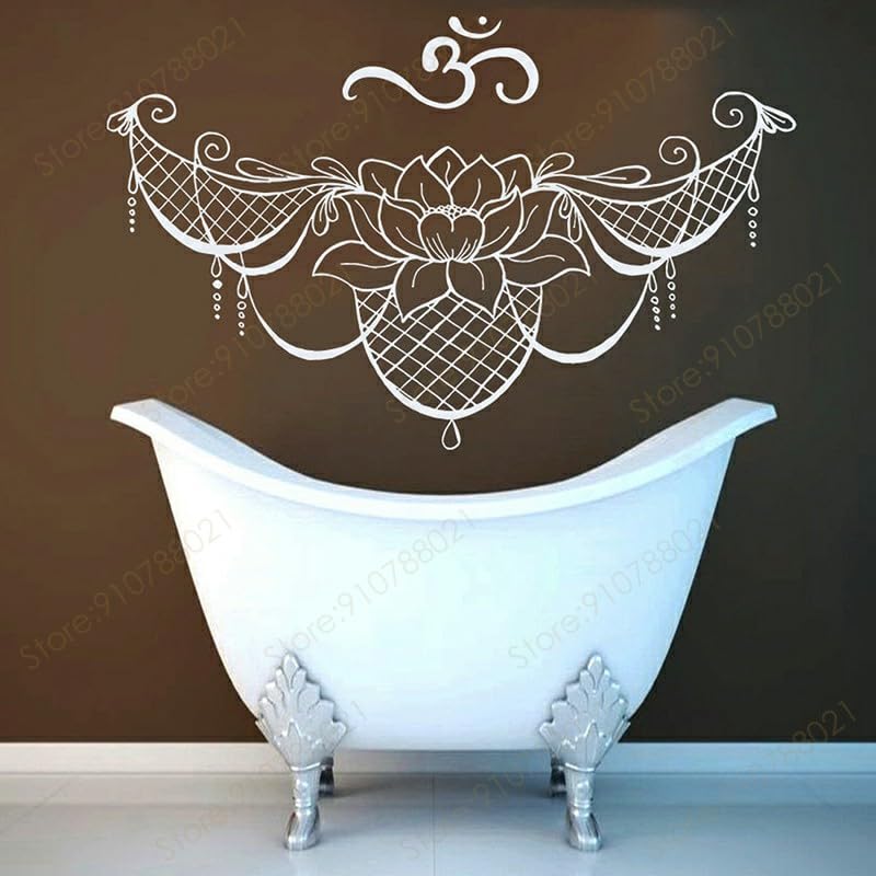 GADGETS WRAP Vinyl Wall Decal Mandala Lace Masters Sign Lotus Flower Symbol Meditation Yoga Studio Vinyl Decal White