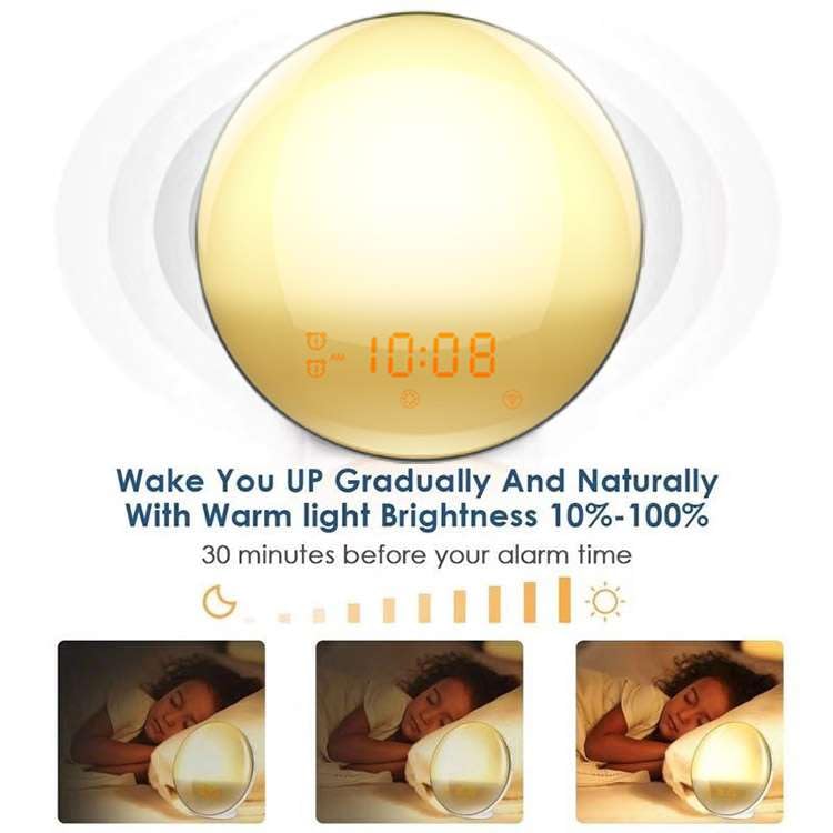 arcnics Polycarbonate-Smart Wifi Sunrise Wake Up Light With Alarm Clock For Bedroom/Bedside Table,Living Room With Fm Radio,Sunrise/Sunset Simulation,4 Alarm Functions,Snooze,7 Colors,7 Natural Sound