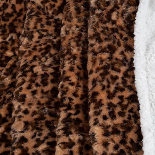 Lavish Home Fleece/Sherpa, Leopard Throw Blanket, 50x60 Inch, Multicolour