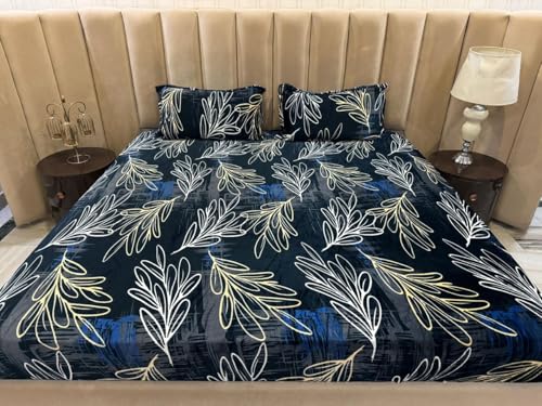 Money Home Décor Elastic Fitted King Size Cotton Flannel Bedsheet with 2 Pillow Covers (72” x 78” x 8”) (Bedsheet_3)