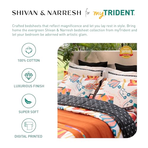 MYTRIDENT Shivan and Narresh Collection, Trident Bedsheet for Double Bed, 100% Cotton Bedsheet, 400 TC, Luxury, Premium bedsheet, King Size Bedsheet with 4 Pillow Covers - Surocco