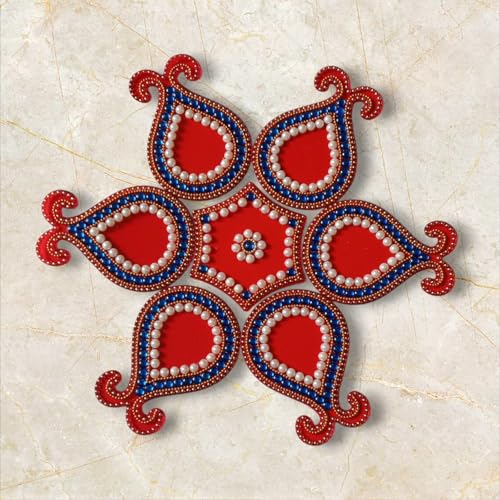 A.R. Creations Acrylic Rangoli Decorative Rangoli Reusable Rangoli 7Pieces Set(Red Rangoli) 038