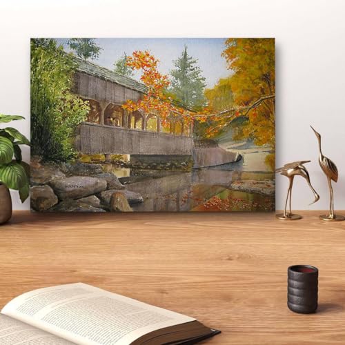 GADGETS WRAP Canvas Gallery Wrap Framed for Home Office Studio Living Room Decoration (14x11inch) - High Falls Bridge