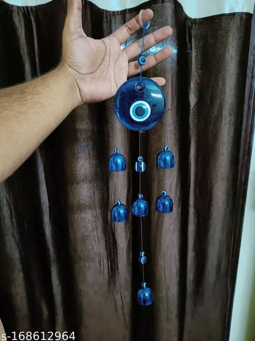 Vibgyor Products Home Décor Glass Evil Eye Wind Chime (Evil Eye Bell)|| Evil Eye Wind Chime Gift