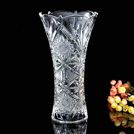 12 Inch Flowers Glass Vase for Home & Office Decor | Crystal Clear Glass-Like Design | Impact Resistant & Safe (Pack of 1) - Living Room Table top Flower Pot, Decorative Vase