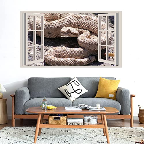 GADGETS WRAP Printed Wall Decal Sticker Fake Window Style Decal (90cm x 50cm) - Rattle Snake