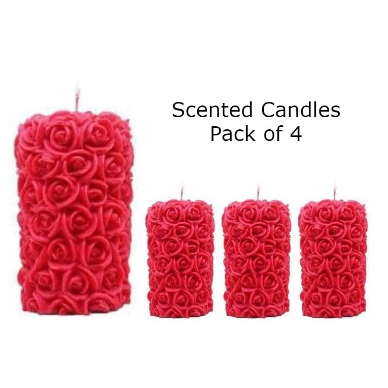 The Decor Affair Exquisite Handcrafted Pillar Scented Candles - Pack of 4, Unforgettable Fragrance and Timeless Design