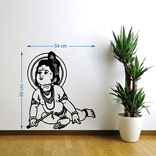 Krishna Black Self Adhesive VinylWaterproof Decorative Wall Stickers for Hall, Bedroom, Kitchen and Furniture