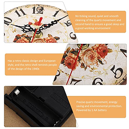 Artibetter Wooden Clock Adornment Silent Tabletop Classic Style Clock Decor Ornament