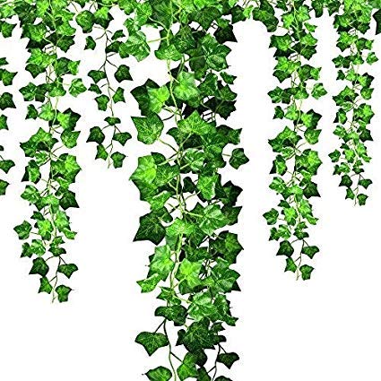 SHOPEE Artificial Hanging Creeper Leaves Vine (Green, 12 Pieces)