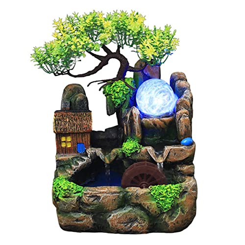 SAZ DEKOR Creative Waterfall Fountain Rockery LED Lights Indoor Meditation non-fog