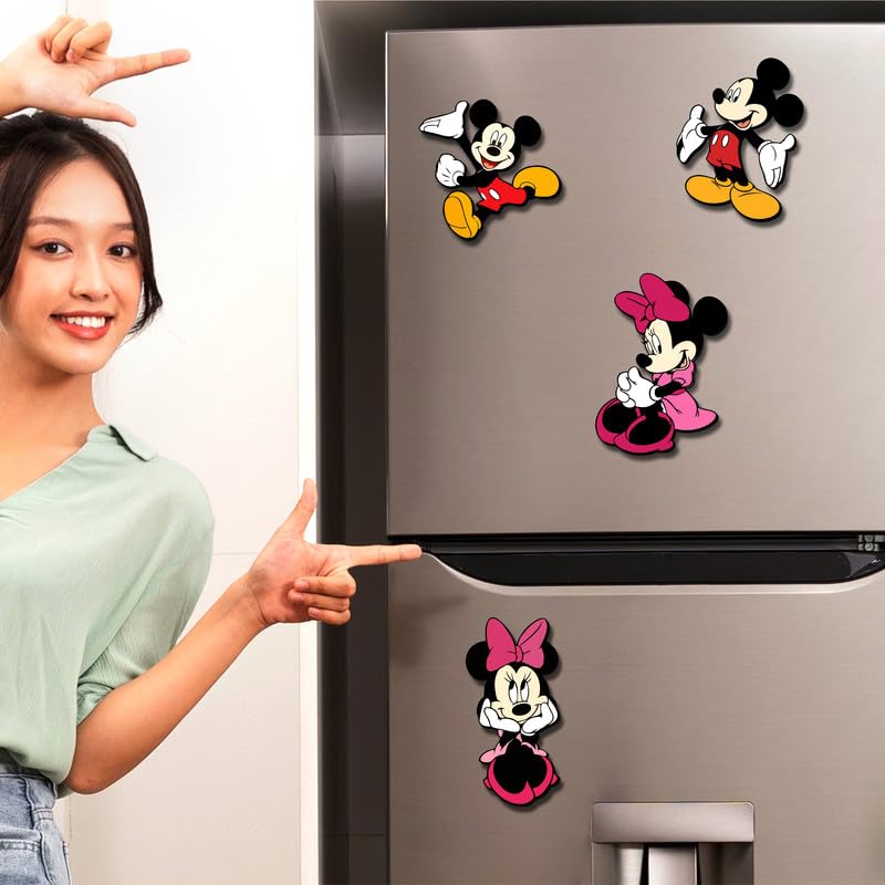 SAF Micky Mouse Cartoon Theme Set of 4 MDF Wooden Fridge and Door Magnets |Home Decor Item | Kitchen Decor Item | FM-4p-11