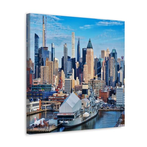 GADGETS WRAP Canvas Gallery Wrap Framed for Home Office Studio Living Room Decoration (17x17inch) - High Rises Buildings In The Newyork City