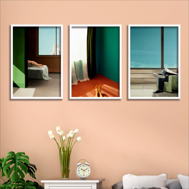 SAF paintings Set of 3 Abstract Wall Painting for Home Decoration SA-WHITEMX33598