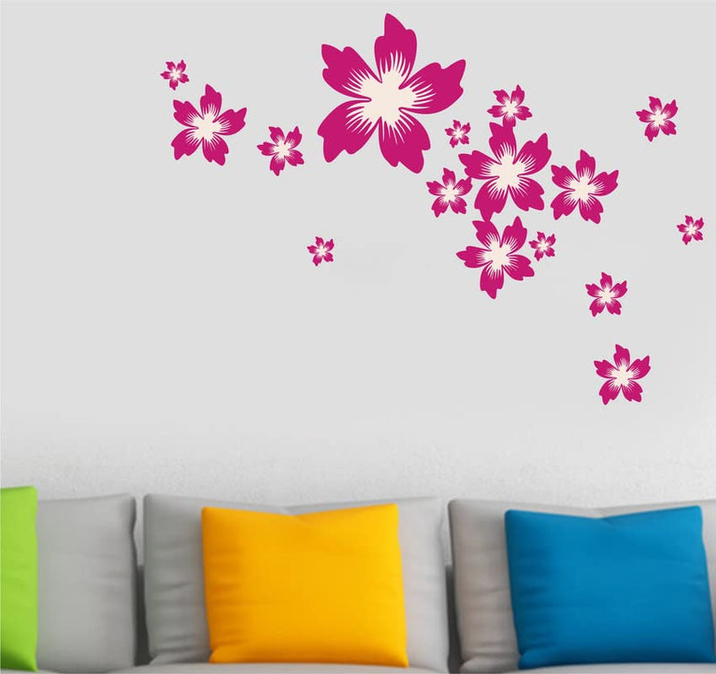 K2A Design Beautiful Pink Flower Wall Sticker Multicolor PVC Vinyl 80x110 Cm