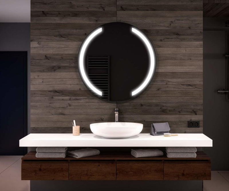 TINITALO Bathroom LED Mirror Home Mirror Wall Mirror with Touch Sensor, 3 Light Effects, Glass, Round LED-13 (24 x 24 Inch)