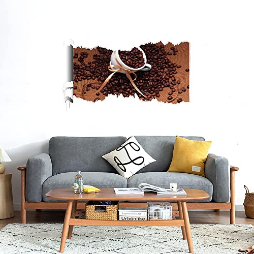 GADGETS WRAP Printed Wall Decal Sticker Scratched Paper Style Wall Decal (90cm x 50cm) - Coffee Beans