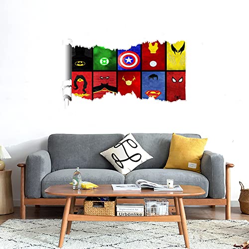 GADGETS WRAP Printed Wall Decal Sticker Scratched Paper Style Wall Decal (90cm x 50cm) - Super Heros