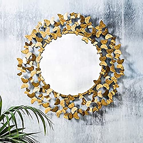 Ashlo's Golden Butterfly Decorative Wall Mount Mirror (24 Inches)