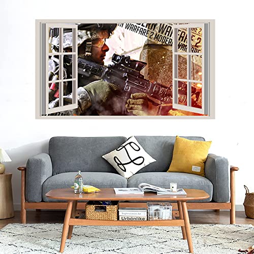 GADGETS WRAP Printed Wall Decal Sticker Fake Window Style Decal (90cm x 50cm) - war