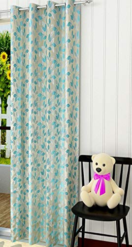 Akshaan Texo Fab Curtains for Door 7 Feet Long | Door Window Curtain | Premium Polyester Weaved Parda | Latest Modern Parde for Living Room Bedroom | Home Office Screens | Eyelet Ring (Aqua, 1pc Only)