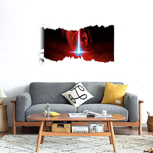 GADGETS WRAP Printed Wall Decal Sticker Scratched Paper Style Wall Decal (90cm x 50cm) - Red Blue Sword