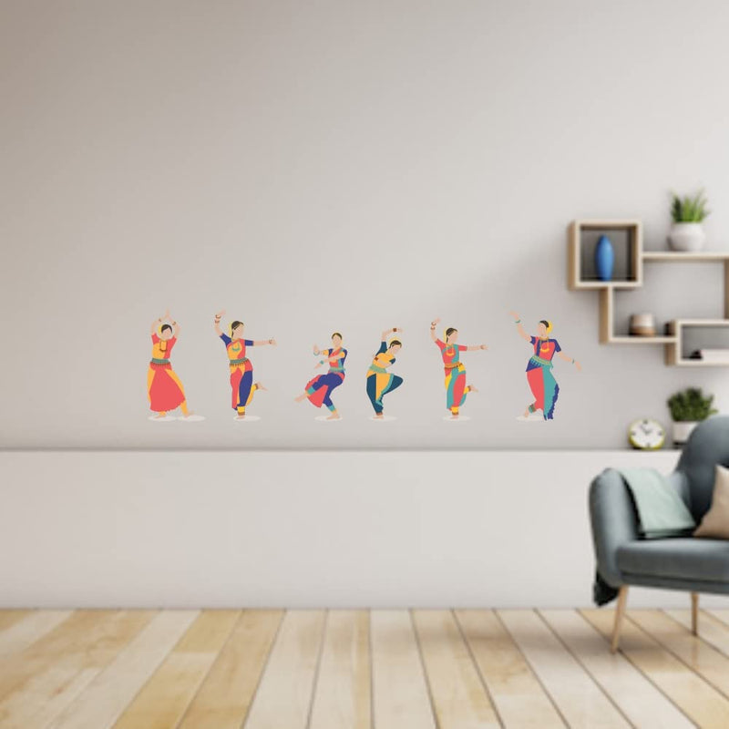 Wallzone Bharathanatyam Large Vinyl Wallsticker for Home Decoration (162 cm x 43 cm)