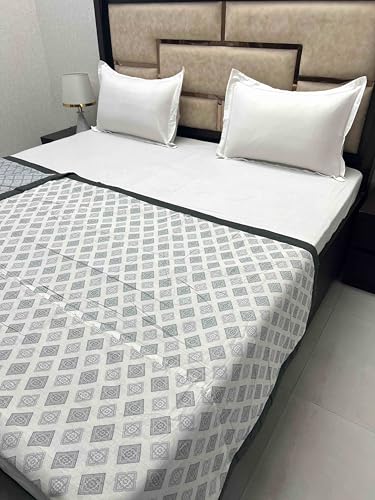 Pure Decor Silken Collection 100% Pure Cotton Double Bed King Size Dohar (87"X95") PD 3956 - Ethnic, Grey