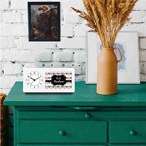 Designer Unicorn Desk/Shelf Clock with Attached Frame Hello Handsome 9.5 * 4.5 inches