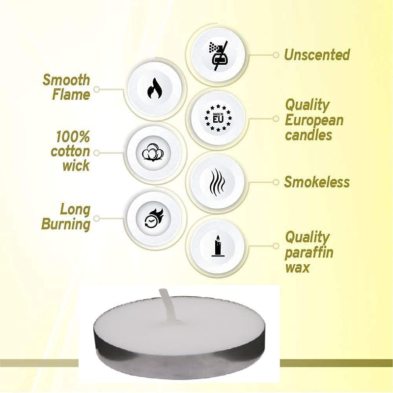 Shoppy Assist- Pack of 20,30,50,70,100,200| Wax TeaLight Unscented Long Burn Time and Smokeless White Candles| 2hrs to 4hrs Approx (Pack of 200)