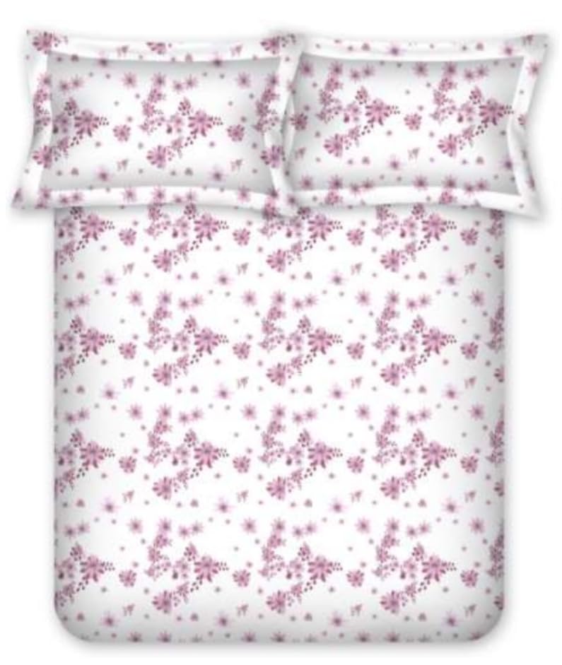 Bombay Dyeing King Size Cotton Bedsheet, 164 TC, Size:274 x 274 cm, Floral Print, Violet