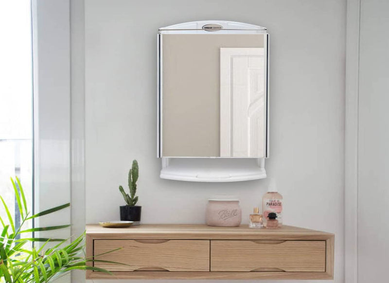GRACE FINE WARE Washbasin Cabinet with Mirror, Premium Wall Mounted Storage Cabinet with Magnetic Door & 4 Inner Shelve, Stylish & Heavy-Duty Plastic Cabinet for Storage