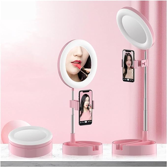 AADCART LED Dressing Table Round Selfie Mirror for Makeup | Light Ring Lamp Adjustable with Mobile Holder for Photography | for Outdoor, Function, Marriage