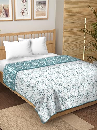 Dream Dwell 100% Pure Cotton Reversible Dohar/AC Blanket for Double Bed |All Weather Light Weight | Floral Design Dohar| Pack of 1-Pearl River