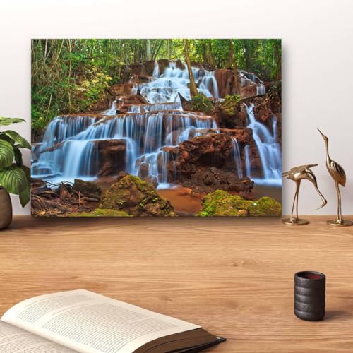 GADGETS WRAP Canvas Gallery Wrap Framed for Home Office Studio Living Room Decoration (14x11inch) - Heavy Waterfall