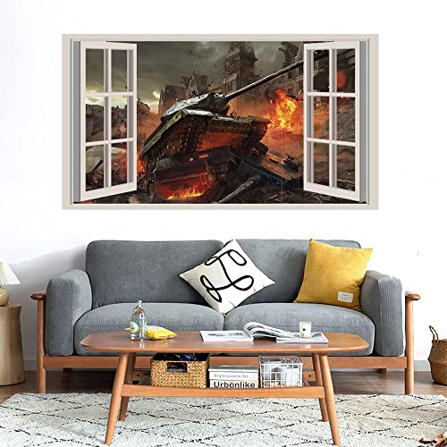 GADGETS WRAP Printed Wall Decal Sticker Fake Window Style Decal (90cm x 50cm) - World of Tank