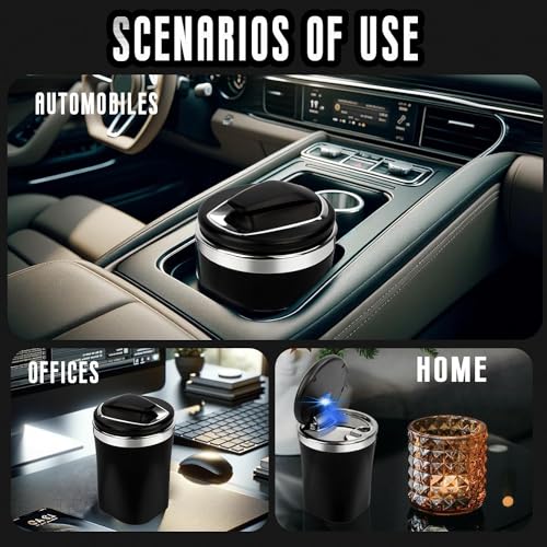 HETZON SALES Ashtray with Lid for Outdoor Use - Portable, Space-Saving, and Leak-Proof with Stylish, Compact Design