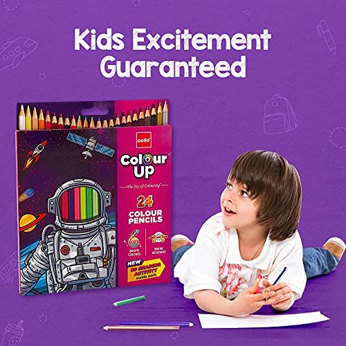 Cello Colourup Colour Pencil Set|Pack Of 24 Colour Pencils|Bright And Strong Colours Pencils|Non-Toxic Colouring Set|Safe Colour Pencils For Children|Colour Pencils|Diwali Gifts|Multicolor