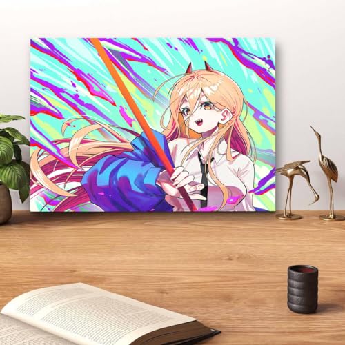 GADGETS WRAP Canvas Gallery Wrap Framed for Home Office Studio Living Room Decoration (14x11inch) - Power Cartoon Anime Girl