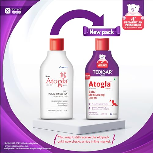 ATOGLA Tedibar Atogla Baby Lotion 200ml | Advance & Intense Body Moisturizing Lotion | Allantoin | Hypoallergenic* | Dermatologically Tested - By Torrent Pharma