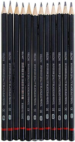 INOVERA (LABEL) 12 Set Professional Drawing Art Sketch Graphite Pencils, 2H, H, F, Hb, B, 2B, 3B, 4B, 5B, 6B, 7B, 8B, Black (Pack Of 1 (12 Pencils))