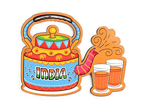 SkyWalker India Souvenir Wooden Fridge Magnet-Indian Chai Fridge Magnet (Multicolour)