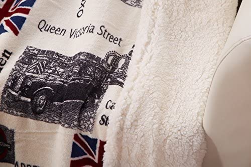 EMERGE London Oxford Flag Bed Blanket Luxury Fleece Blanket Great British Flag Chair Cabin Sofa Couch Blanket Warm Soft Plush Travel Blanket Bedspread Cover Beach Throw Blanket