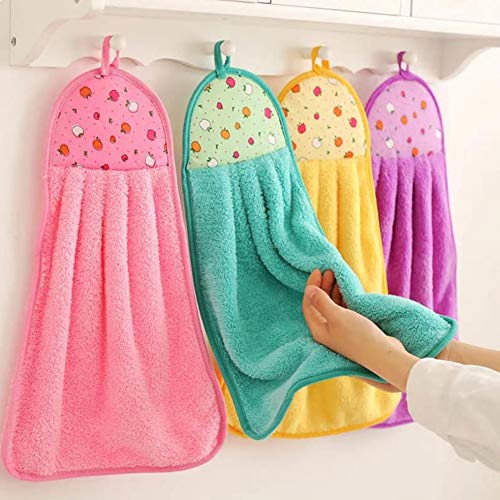 ALOUD CREATIONS 4pc Microfiber Hand Towel | Sink Towel with Hanging Loop | Wash Basin Hanging Hand Towel | for Bathroom Kitchen Home | Multicolour