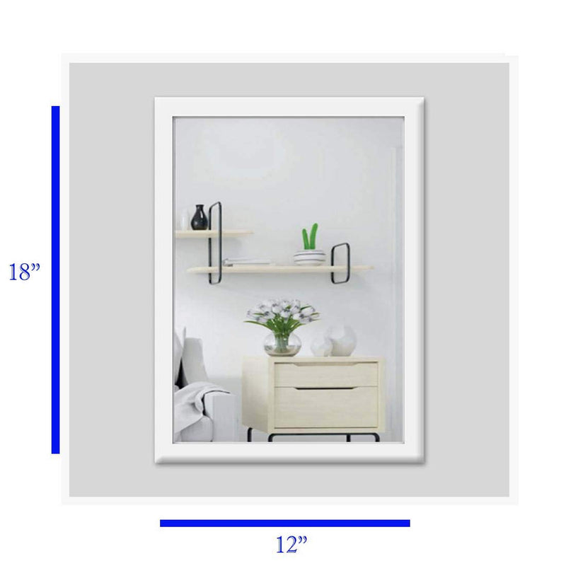 AG Crafts™ Frame Sober Wood Wall Mirror- ||- Size - 18 X 12 Inch -||- Solid Water Resistant Synthetic Wood Medin in India -|| (White)