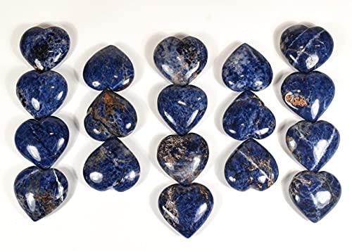 45mm Deep Blue Sodalite Heart Polished Natural Palm Crystal Quartz Mineral Love Stone Heart - Africa (1PC)