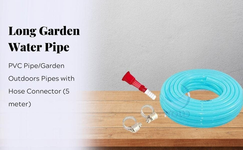 Essoti Flexible Long Garden Water Pipe/Pvc Pipe/Garden Outdoors Pipes With Hose Connector (5 Meter), Blue