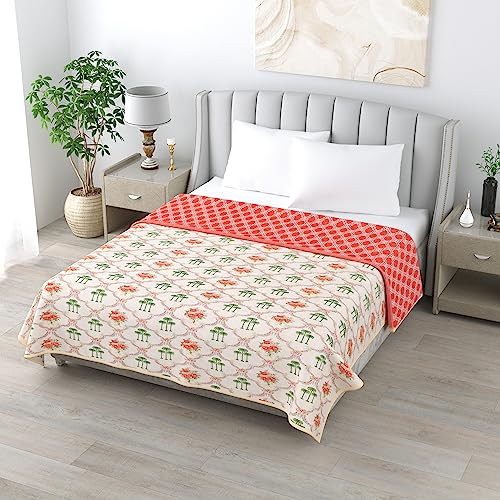 OM GAYATRI CORP Cotton Dohar King Size Soft Light-Weight Reversible Printed Malmal Summer Dohar (D - 20)